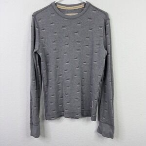 Hollister Shirt S Gray‎ All Over Bird Print Thermal Waffle Knit Mallcore Casual